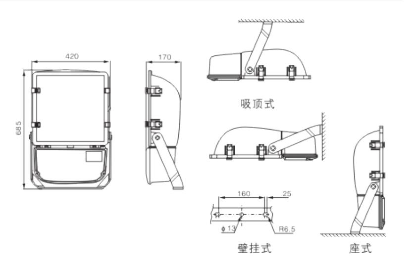 NFC9140廣場燈安裝示意圖